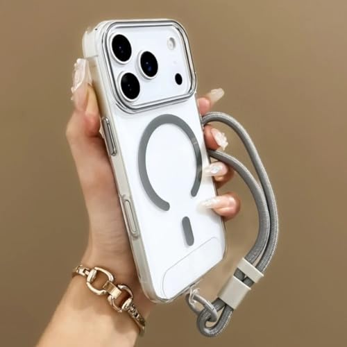 Étui magnétique pour iPhone avec charge rapide sans fil et protection antichoc grise