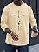 VOGSTART Man Faith Printed T Shirt Muscle Sport Sweatshirt Patterned Print Graphic Crewneck Long Sleeve Comfort Tee Shirt Beige M