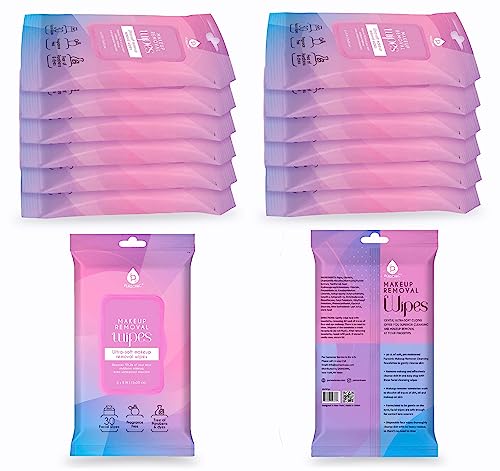 Pursonic Makeup Removal Wipes 12 Pack (360 Wipes Total) â Ultra-Soft Facial Cleansing Towelettes Dissolve All Traces of Dirt, Oil & Makeup â Gentle Enough for Contact Lens Wearers, Safe for Eye