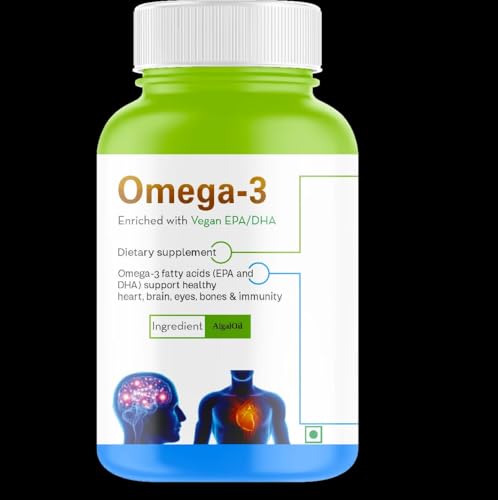 Image of Haleup Vegan Omega-3 Capsules 500 mg, Enriched with Vegan DHA /EPA || Researched in USA || Healthy Heart || Brain|| Immunity