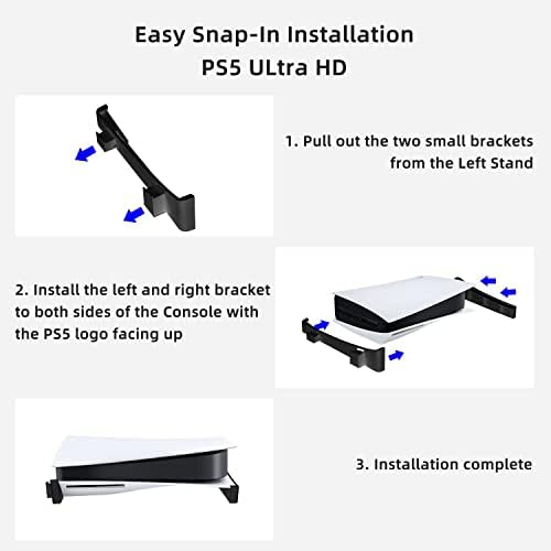Horizontal Stand Compatible with PS5 DE/UHD Console,Mcbazel Base Stand Holder for PS5 Disc & Digital Edition Console,with Anti-Slip Mads - Black