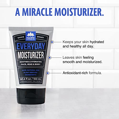 Pacific Shaving Company Everyday Moisturizer - Daily Post-Shave Moisturizer Cream For Men & Women - Hydrating Face Cream With Jojoba Oil, Avocado Oil, Shea Butter & Argan Oil For Face (3.4 Oz) #TOP1