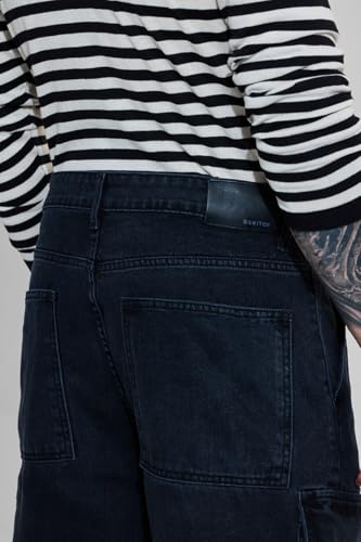 Image of SNITCH Men Cargo Pants | Loose Fit Mid Rise with Adjustable Drawstring Hem & Utility Pockets | 100% Cotton Twill Fabric for Casual & Streetwear Styling
