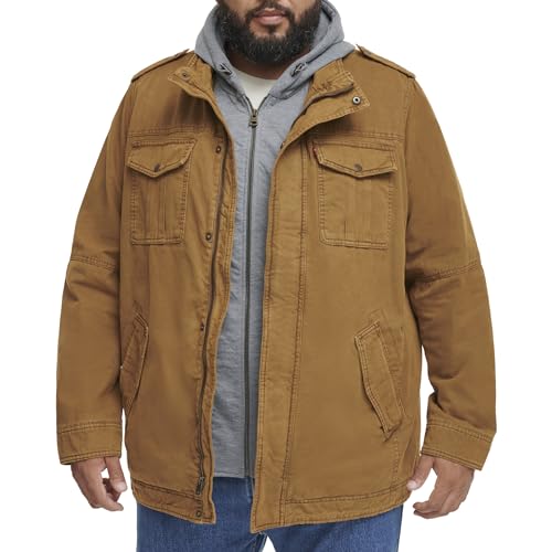 Image of Levi's Men's Washed Cotton Hooded Military Jacket (Regular & Big & Tall Sizes)