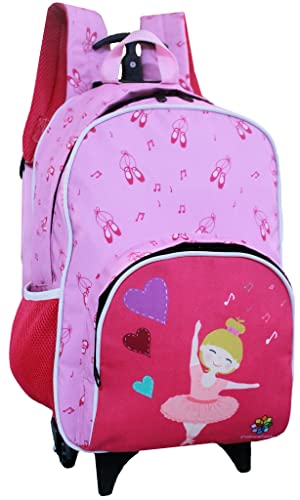 Mochila Escolar Infantil Menina Bailarina Rodinha Costas Lancheira Estojo Completo Grande Feminina