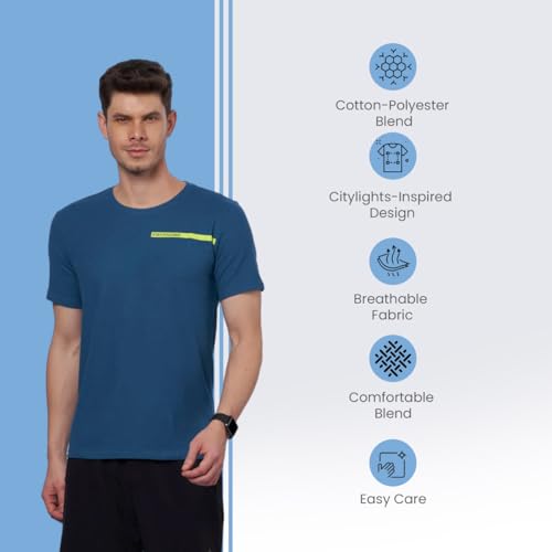Image of DOMIN8 Men's Breathable Polyester Sports Gym T-Shirt Blue
