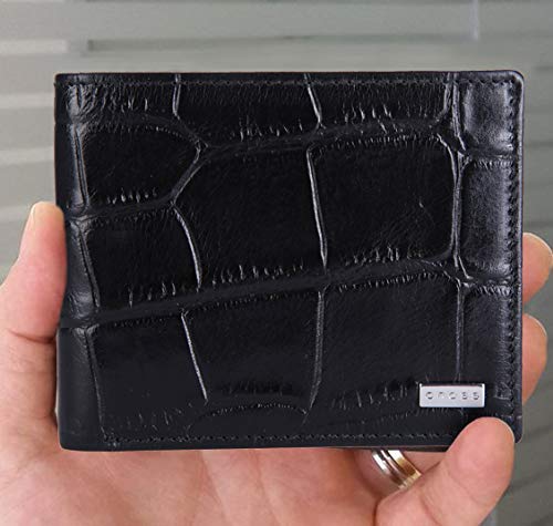 Cross Coco Signature Double Id Overflap Wallets for Mens Leather Branded with Proper Compartment for Card and Money Storage - Black/Red 7