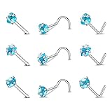 Pierced Art Trends 9-12PCS 20g quirúrgica de la Nariz del Acero Inoxidable del Perno Prisionero del Anillo de Perforación de la Nariz Hueso/L/Tornillos en Forma de Nariz Conjunto Anillos