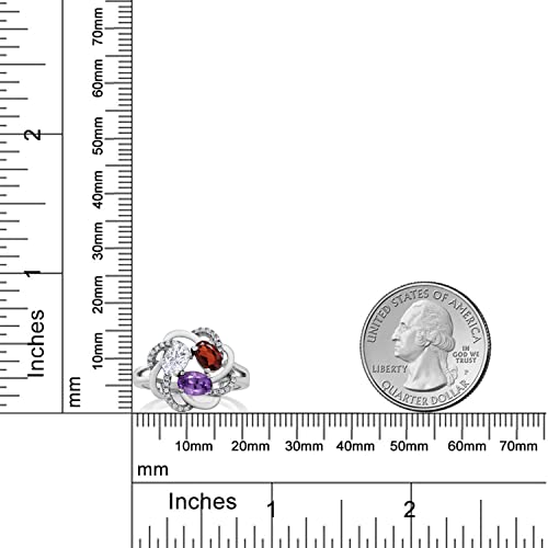 Gem Stone King 925 Sterling Silver Promise Customized and Personalized Build Your Own 3 Birthstone For He Engagement Flower Blossom Ring For Women4