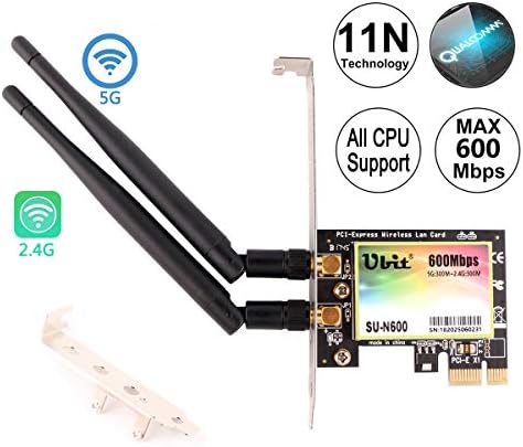 WiFi Card,AP 600Mbps Dual Band 2.4G/5G,Ubit N600 Network Card,Wireless Network Card,PCIe Wireless WiFi Network Adapter Card for PC