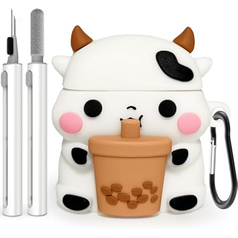 Cute Case for Airpods Case Cover 2/1 with Cleaner kit,3D Cartoon Funny Kawaii Fashion Protective Cover for Airpods 2nd/1st Generation with Keychain,Silicone Airpod Case Accessories for Girls Boys Kids Cover