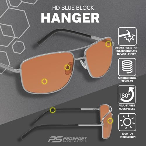 Image of proSPORT Blue Light Blocking Sunglasses - HD Copper Amber Metal Aviator Reduce Eye Strain Better Sleep