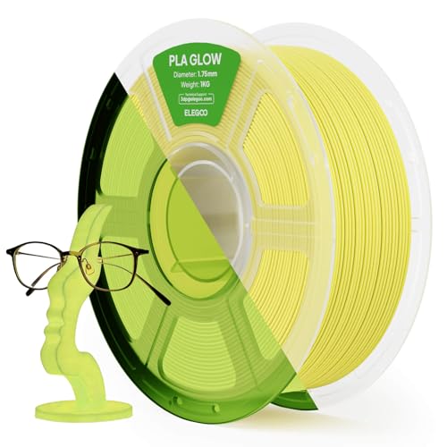 Image of ELEGOO PLA Filament Glow in the Dark Glow Yellow 1KG, 1.75mm 3D Printing Filament Luminous Color 1kg(2.2lbs) Spool Fits for Most 3D Printers