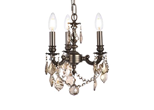 Elegant Lighting 9103D10PW-GT/RC Royal Cut Smoky Golden Teak Crystal Lillie