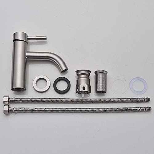 Robinet de lavabo d'eau froide et chaude en nickel brossé durable - 6