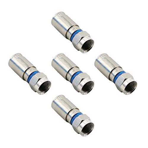 PASOW Conector coaxial de compressão RG6 F conector coaxial plugue adaptador para TV por satélite e cabo (pacote com 5)