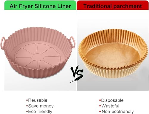 Image of Silicone Air Fryer Liners Set - Non-Stick, Heat-Resistant Baskets & Pots with Oil Brush & Spatula for Air Frying & Baking (Multicolor)