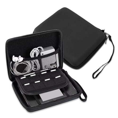 Image of ciciglow Protective Hard Shell Travel Carrying Case for 2DS with 8 Game Card Holders, Shockproof Dust Proof, Soft Interior, Portable Strap, Lightweight Design, Inner Mesh Pocket (Black)