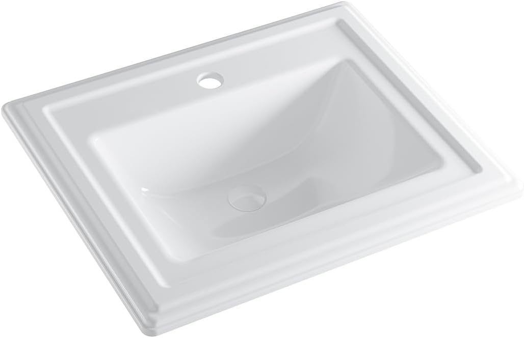 Oaker 6594-83 Rectangular 22" Drop in Bathroom Sink with Overflow, White Ceramic Drop in Lavatory cUPC Certified Vanity Countertop Sink
