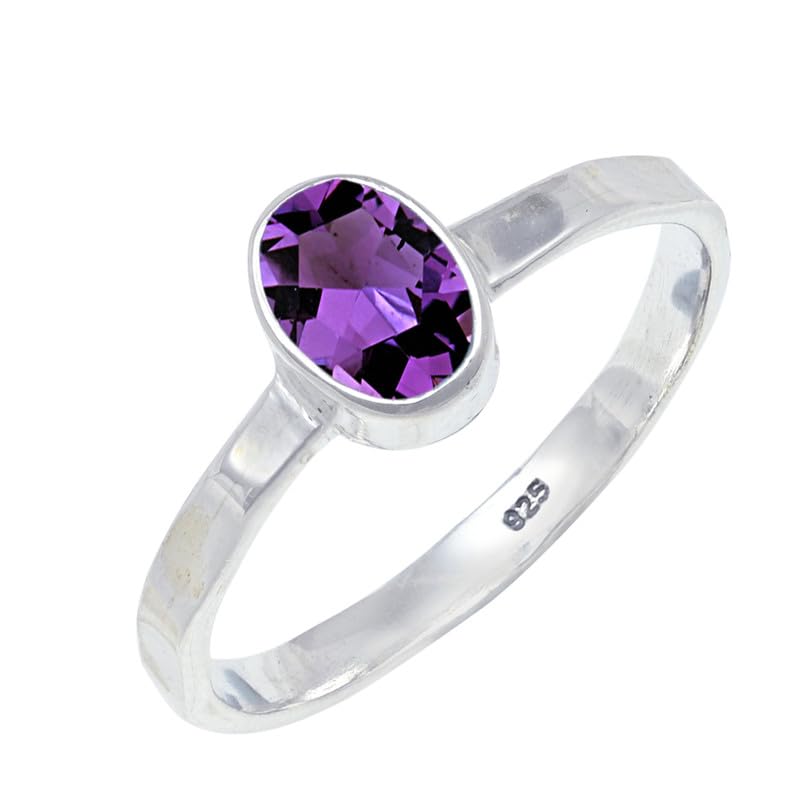 Gemme per uomo e donna, tutte le misure, argento Sterling 925, elegante, fatto a mano, articolo da regalo, gioielli TSR108AA, 51 (16.2), metallo prezioso Gemma, Ametista