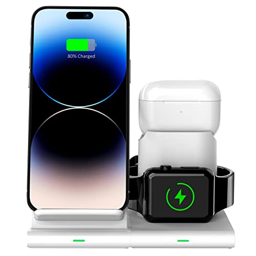Hoidokly 3 en 1 Chargeur Induction pour iPhone et iWatch, Chargeur sans Fil Rapide Station de Portable 7.5W pour iWatch 7/6/5/4/3/2/1, iPhone 13/13 Pro/12 Pro Max/11/XS Max/XR/X/8 Plus et AirPods Pro