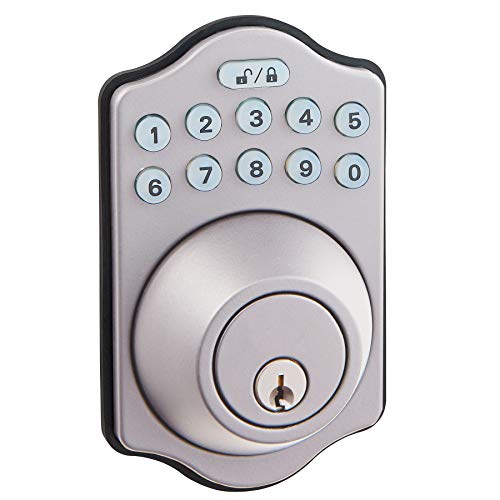 Amazon Basics Traditional Electronic Keypad Deadbolt Door Lock, Keyed