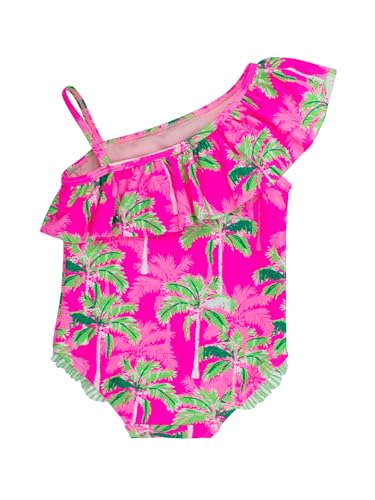 RuffleButts Girls UPF50+ Sun Protection One Shoulder Single Ruffle One Piece Swimsuit2