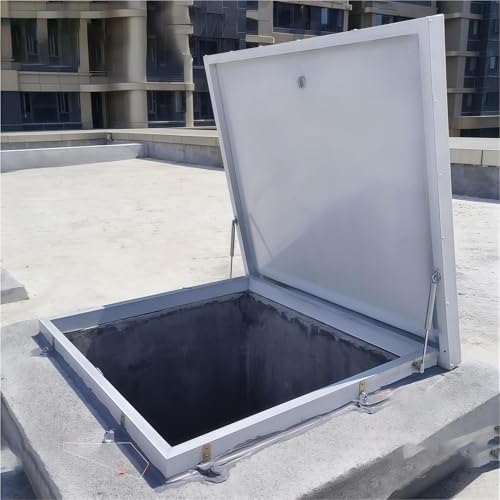 Puerta de seguridad de metal con asa, sello impermeable para tragaluz, protección duradera, fácil acceso