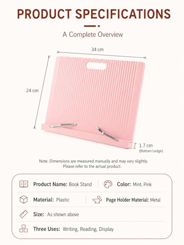 Wigmoa Cookbook Stand for Kitchen Counter, Lightweight Foldable Recipe Book Holder, Adjustable Reading Stand for Tablet, Magazine Holder,Book Stand Book Display Stand Hands Free Pink BO-K (Pink) - image 4