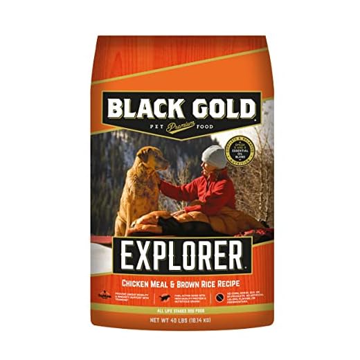 Black Gold Explorer Dry Dog Food for Adult Dogs, Chicken Meal & Brown Rice Recipe, 40 lb Bag