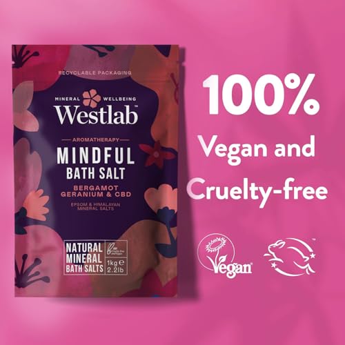 Westlab Mindful CBD Bath Salts 1kg - Epsom & Himalayan Salts Infused with Bergamot, Geranium for Calming and Soothing, Guaranteed Purity. - Image 3