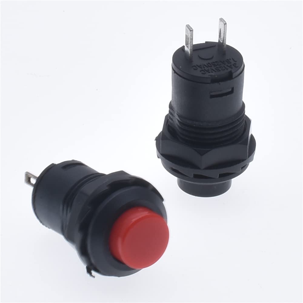 Commutateur bouton-poussoir momentané DS-425 rouge 12mm 1.5A Off-ON en lot de 10 pièces