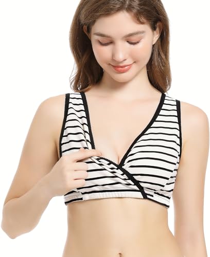 Image of CAKYE 3 Pack Maternity Nursing Sleep Bra Breastfeeding Cotton Bralette