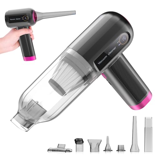 La Mejor Selección de Mini Aspiradora - los más vendidos. 46 Aspirador de Mano 4 en 1 para Coche, 15000 Pa, Mini Soplador de Aire Portátil Inalámbrico, Aspiradora Recargable de Pantalla LED, Fuerte Succión para Limpieza de Coche, Hogar,...