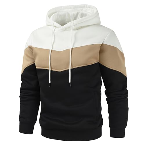 Gesean Men's Novelty Color Block Pullover Fleece Hoodie Long Sleeve Casual Sweatshirt with Pocket2