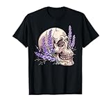 Vintage Skull Purple Lavender Flower Cottagecore Fairycore T-Shirt