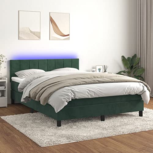 SKM Cama Box Spring colchón y LED tercio Verde Oscuro 140x190cm,Mobiliario,Camas y Accesorios,Camas y somieres,Verde,59.93 kg,3134402
