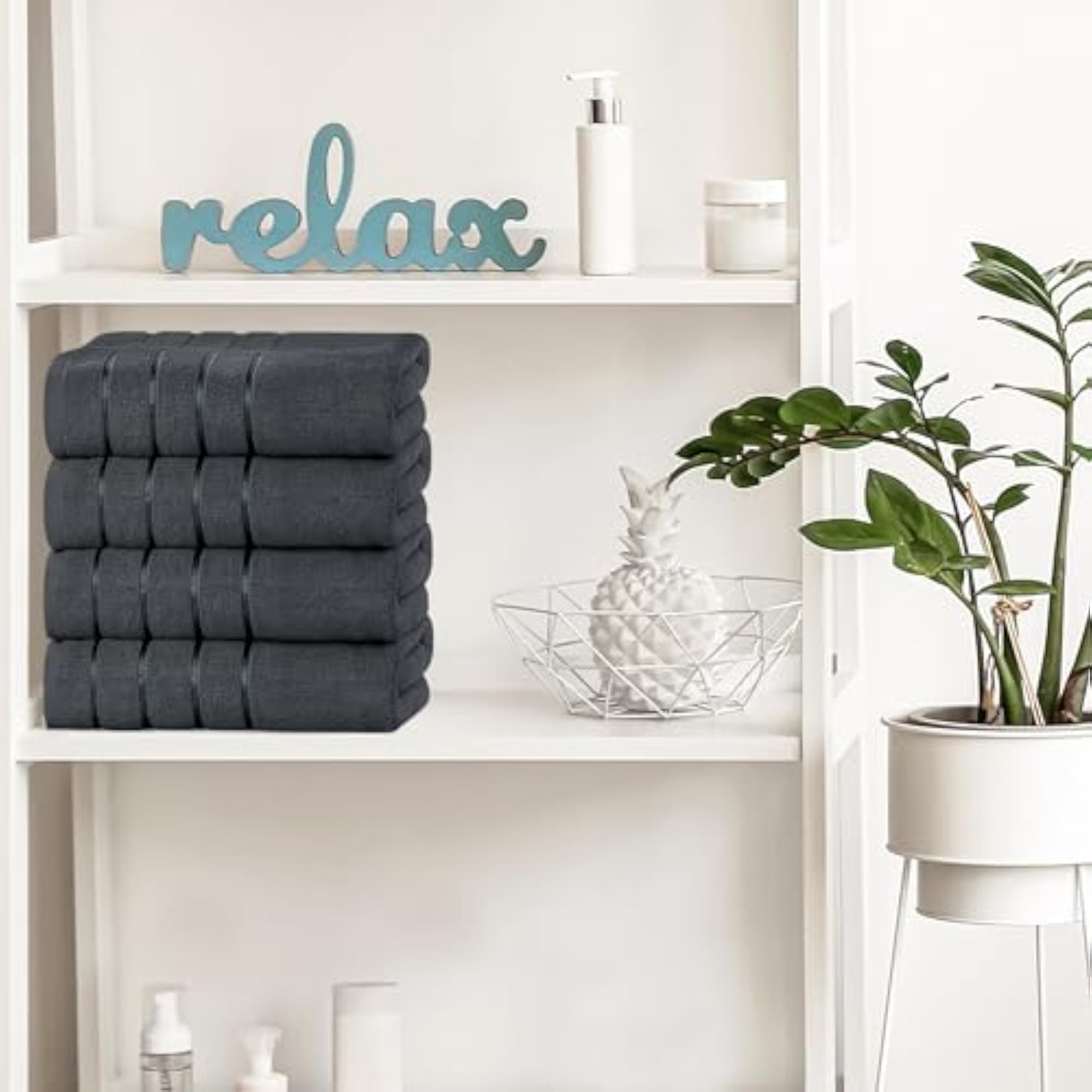 4 Pack Premium Viscose Oversized Bath Set, Quick Drying
