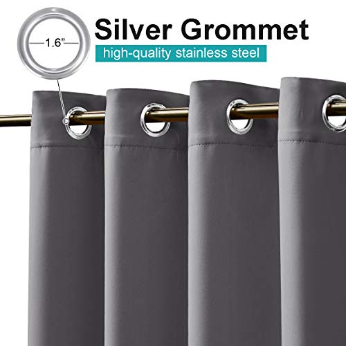 NICETOWN Waterproof Outdoor Curtain Panel - Thermal Insulated Weighted Blackout Drape for Pergola/Gazebo/Patio (52 x 96 Inch, Grey, 1 Panel)