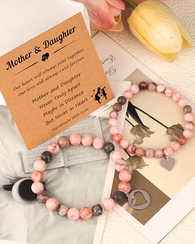 Image of Mother Daughter Bracelets Set for 2 Matching Heart Bracelets for Mother and Daughter to My Mom Bracelet Birthday Mothers Day Gifts for Mom Daughters