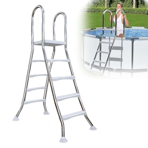Escalera doble para piscina 4+4 peldaños acero inoxidable miniatura 1