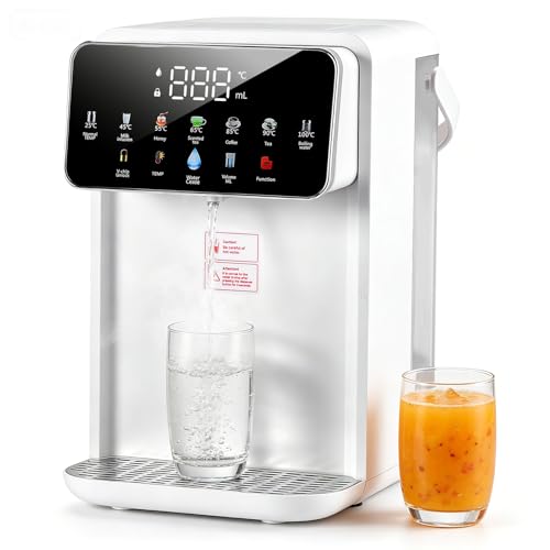 3.5L Instant Hot Water Dispenser 7 Temp Settings(25-100C)&8 Cup Sizes 3s Rapid Heat Hot Cup Water Dispenser with Removable Tank Safety Lock LED Touchscreen&Night Light