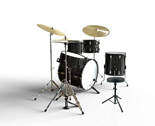 Drum Stool Adjustable Height Rotatable Drum Throne Padded Seat for Kid & Adult (Black)