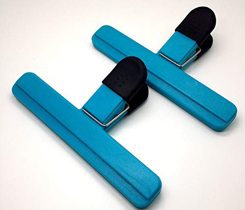 2 Pieces Large Chip Bag Clips Food Clips Heavy Duty Air Tight Seal Grip for Coffee Opened Fresh Food Bags and Snack Bags(Blue)