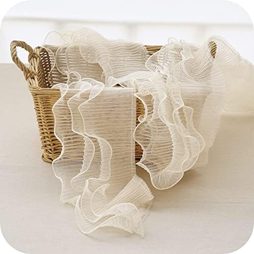 Miniatura 7 de Encaje plisado de malla de 4.7in de ancho, tela de costura, 3 niveles, cintas de encaje adecuadas para manualidades hechas a mano, adornos de encaje