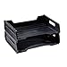 SkilCraft Plastic Desk Tray, Side Loading, Legal-Size, Stackable, 2/PK, Black