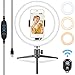 Produktbild LED Ringlicht mit Stativ - 10 Zoll Selfie Ringleuchte mit Aluminium-Stativ & Handyhalter und Fernbedienung, Tischringlicht mit 3 Farbe und 11 Helligkeitsstufen für Live-Stream YouTube Make-up