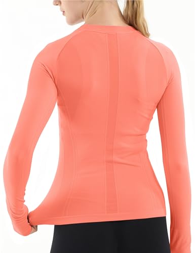 Image of MathCat Seamless Workout Shirts for Women Long Sleeve Yoga Tops Sports Running Shirt Breathable Athletic Top Slim Fit XS-XL