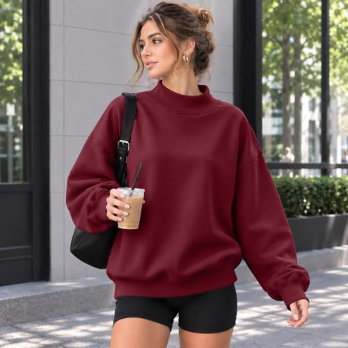 Mock Neck Sweatshirt Women Oversized Fall Casual Winter Pullover Top - image 4