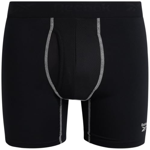 Reebok Men's Boxer Briefs - 8 Pack Performance Mens Underwear Boxer Briefs with Fly Pouch - Underwear for Men Pack (S-XL), Size Large, Black/Black/Black/Black4